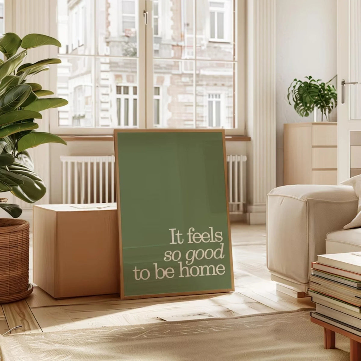"It Feels So Good To Be Home" Sage Green Canvas Wall Art