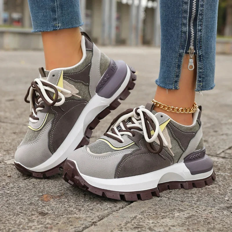 UXST Women's Platform Sneakers – Non-Slip Lace-Up Casual Shoes