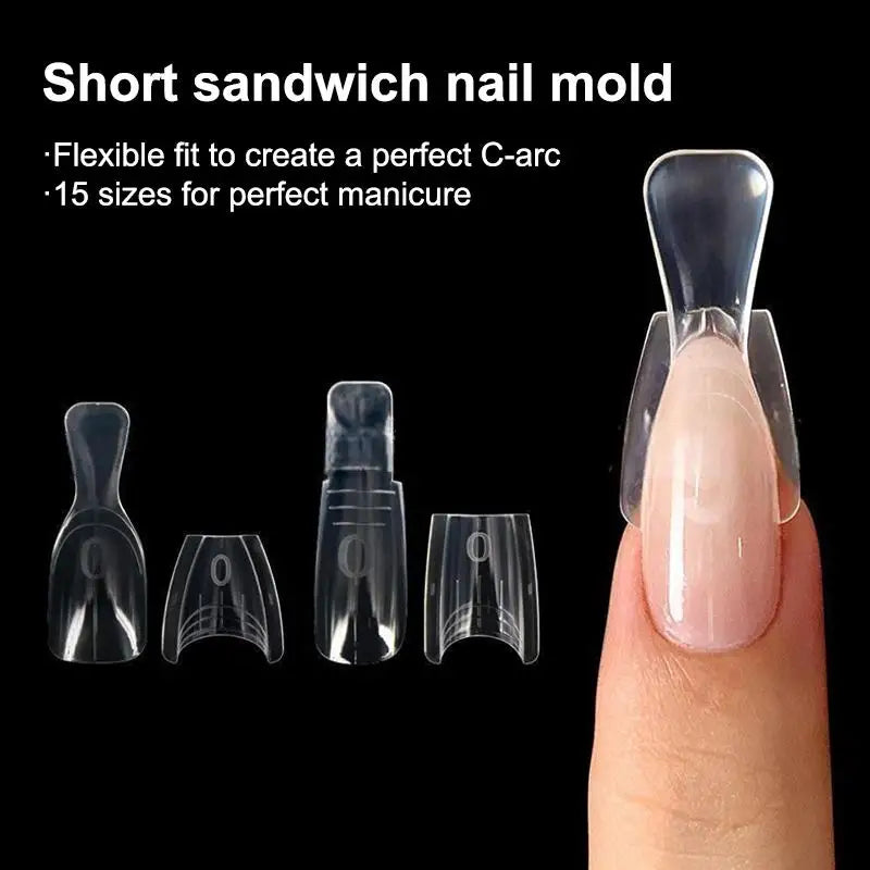 60-Pc Coffin Dual Nail Extension Forms – Acrylic Mold Kit