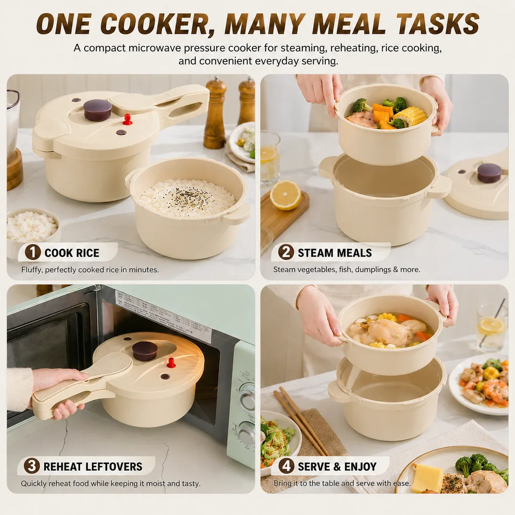 2.3L Microwave Pressure Cooker & Steamer Pot – BPA-Free