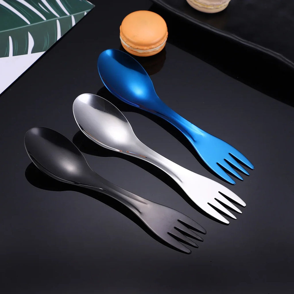 304 Stainless Steel Camping Spork – Multifunctional Fork & Spoon