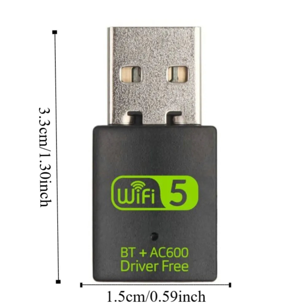600Mbps Dual Band WiFi & Bluetooth 5.0 USB Adapter – No Driver