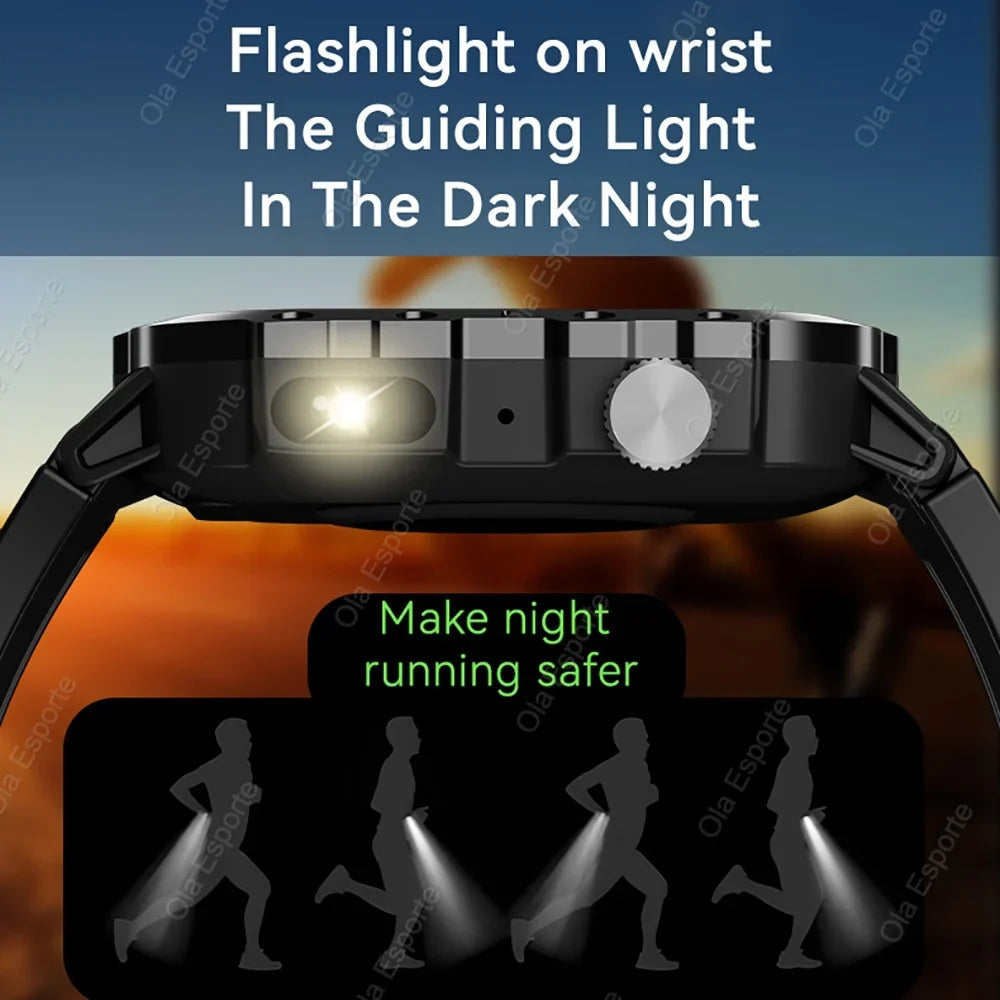 Outdoor Military GPS Smart Watch Men Flashlight Waterproof Sports