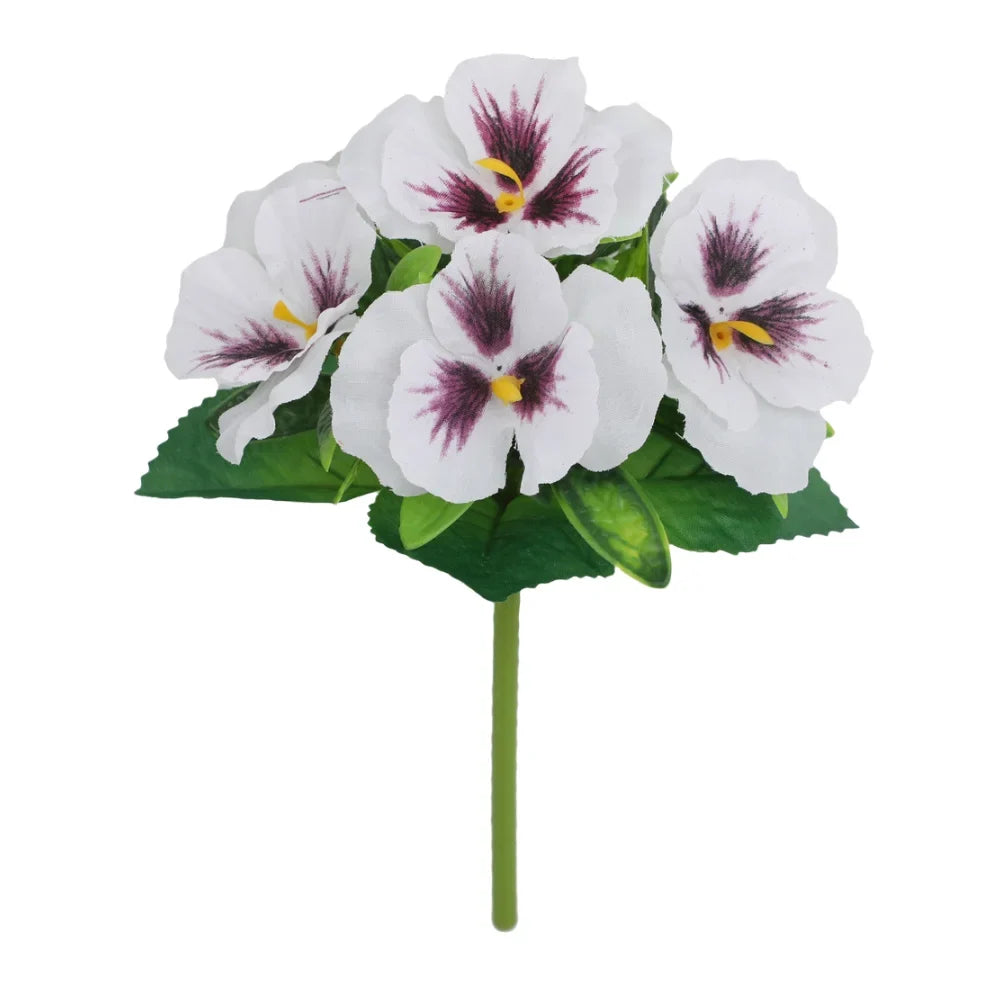 5 Heads Artificial Silk Pansy Orchid Flowers Bouquet Wedding Home