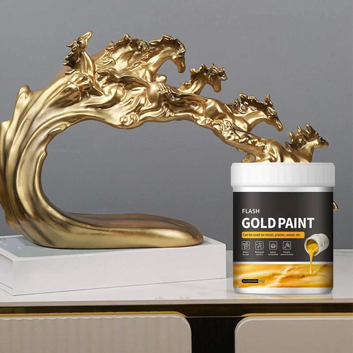 Liquid Gold Foil Paint 300g – Fast Drying, Non-Fading