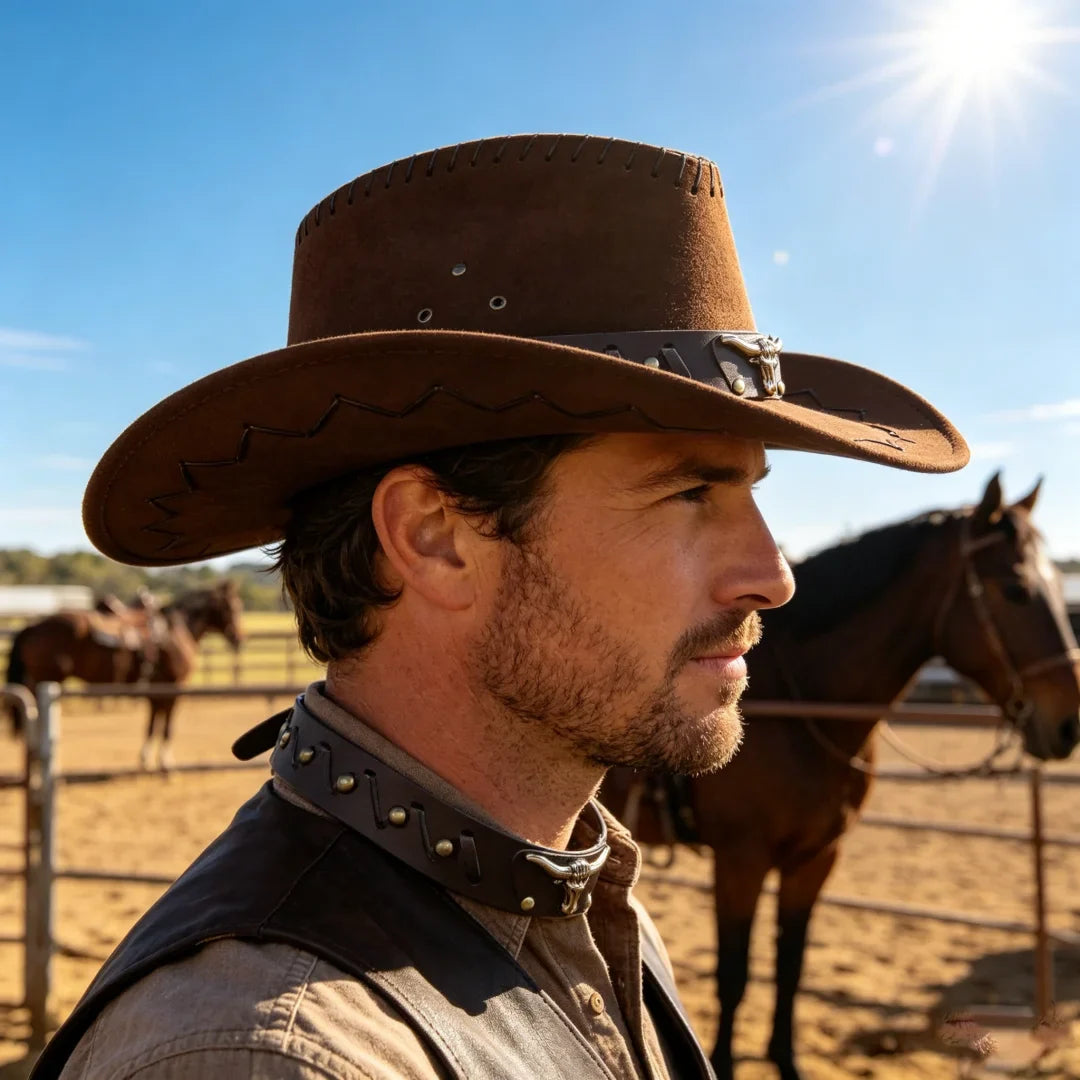 Artificial Suede Western Cowboy Hats Vintage Big-edge Gentleman