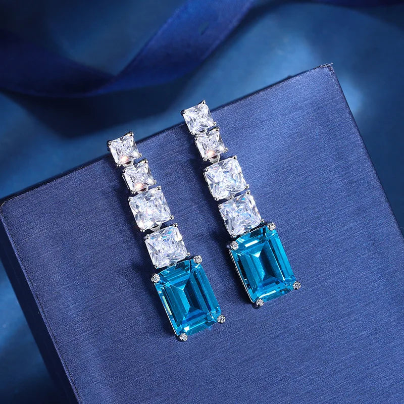 Huitan Drop Earrings – Yellow & Green Cubic Zirconia Women's Jewelry