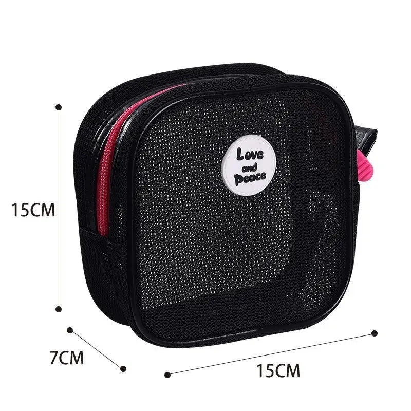 Portable Mesh Cosmetic Bag – Breathable Travel Makeup Pouch