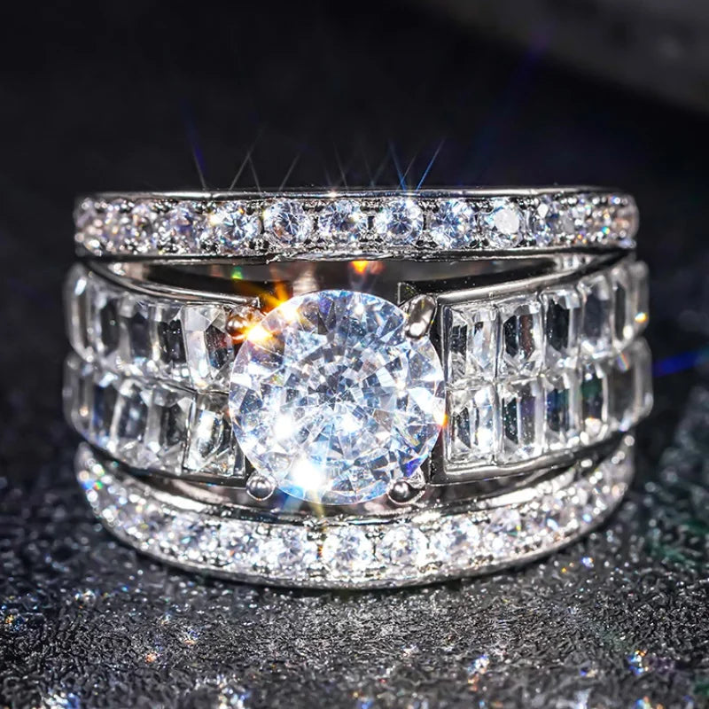 Huitan Cubic Zirconia Wedding Band Ring – Bridal Jewelry