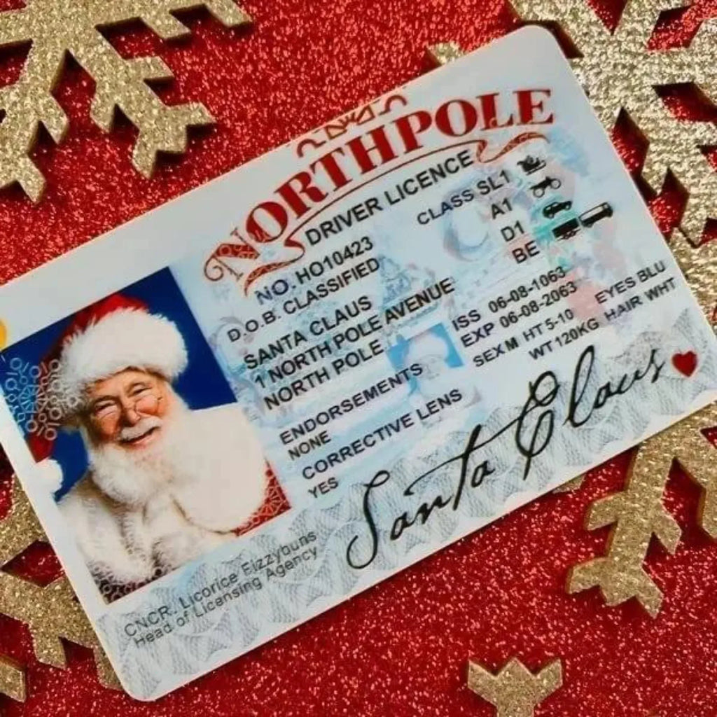 Card Santa Claus Flying Licence Christmas Eve Driving Children Kids
