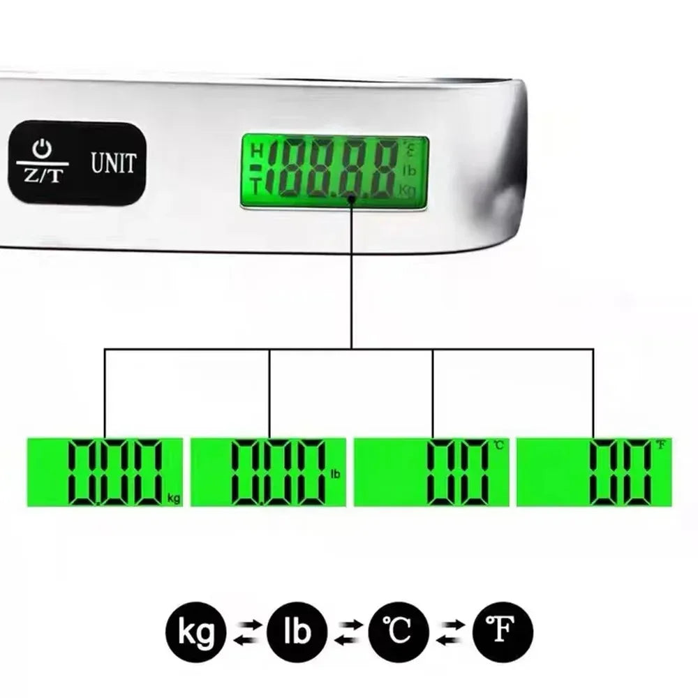 50kg/110lb Digital Hanging Luggage Scale | Portable Travel Scale