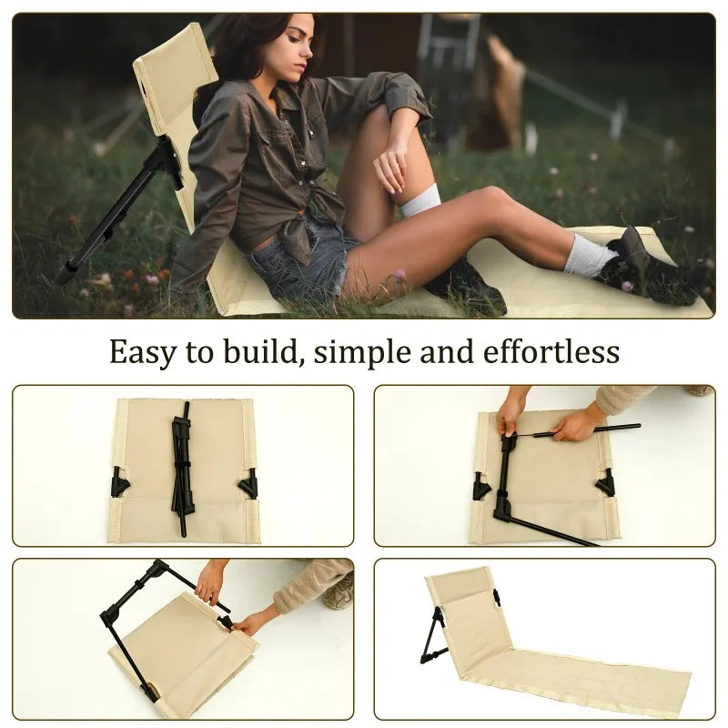 Foldable Camping Floor Chair – Oxford Cloth Backrest Picnic Chair