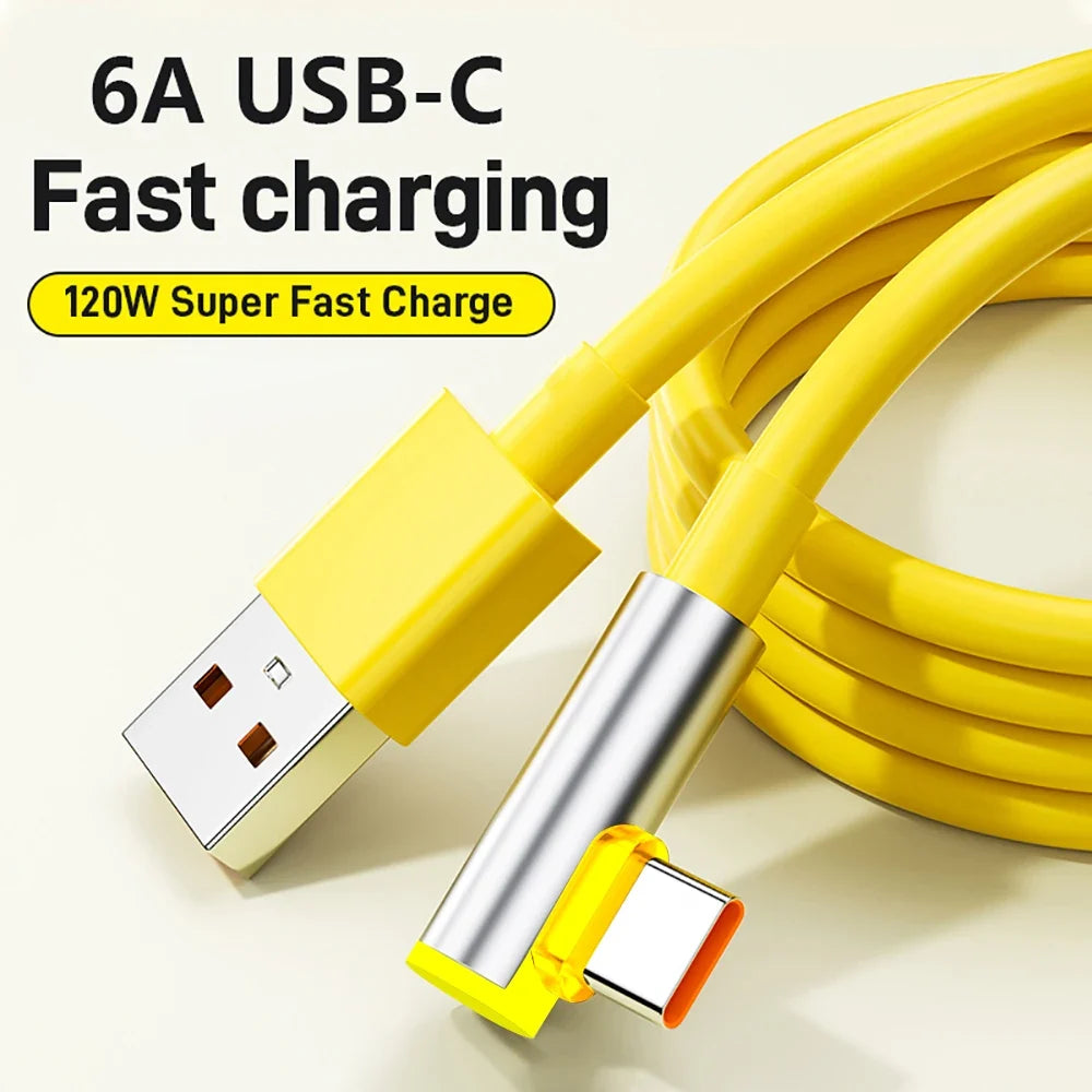 90° Elbow USB-C Cable 120W Fast Charging for Xiaomi Redmi