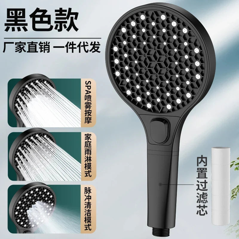 4-Mode High Pressure Shower Head 13cm Panel with Filter