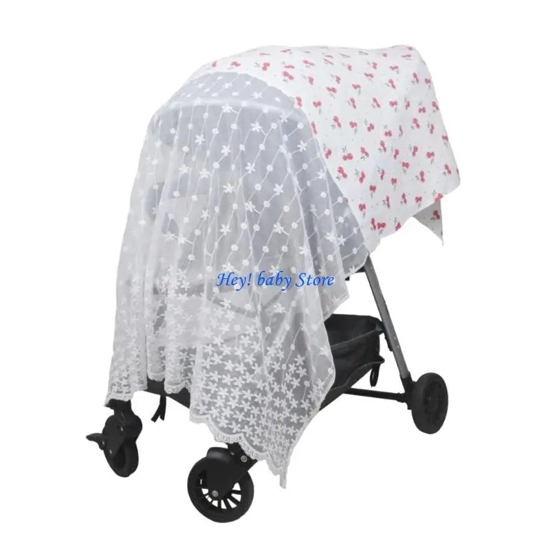 Baby Stroller Full Coverage Sun Shade & Fly Net Canopy Cover