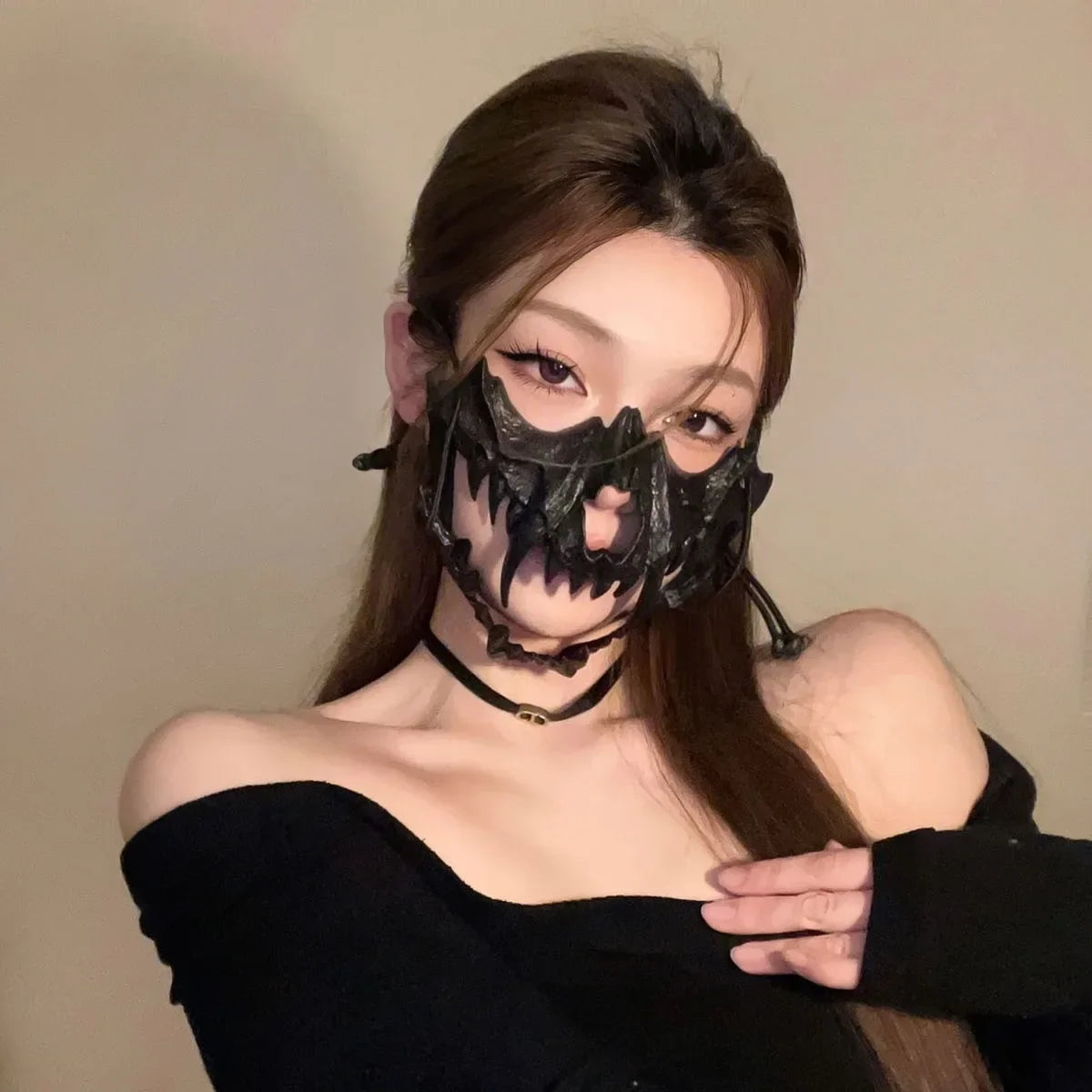 Neo-gothic Halloween Half Face Mask Mesh Popular Ornaments Men Women