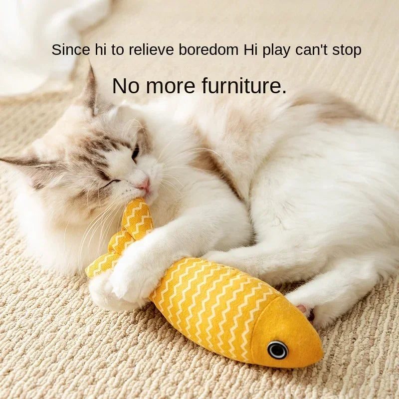 Catnip Fish Kick Toy for Cats – Chewing & Teething Plush