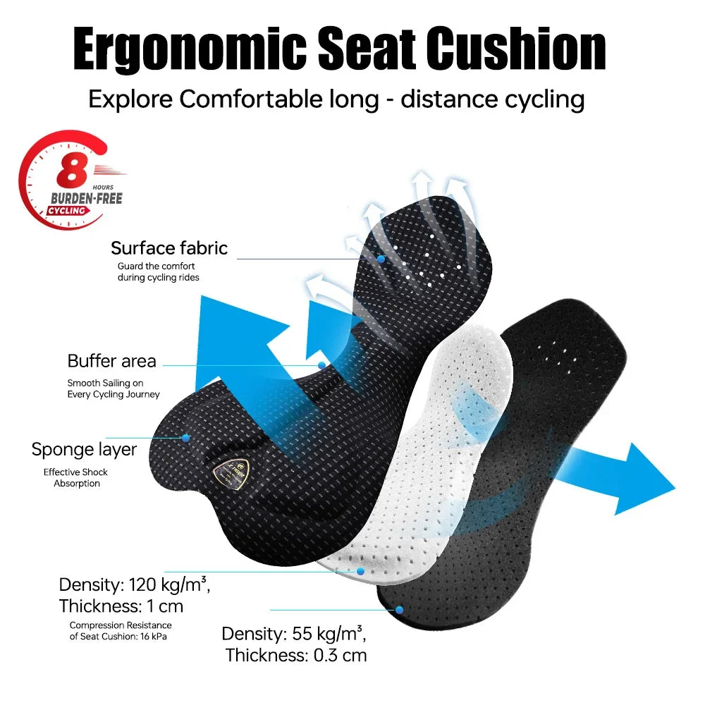 X-TIGER Men's Cycling Bib Shorts | 120-Density Cushion MTB Road