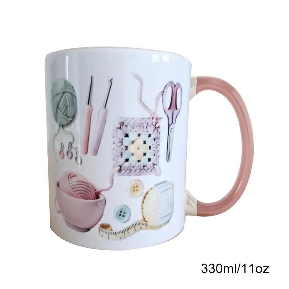 Crochet Aesthetic Funny Coffee Mug 330ml | Non-Slip Ceramic Cup