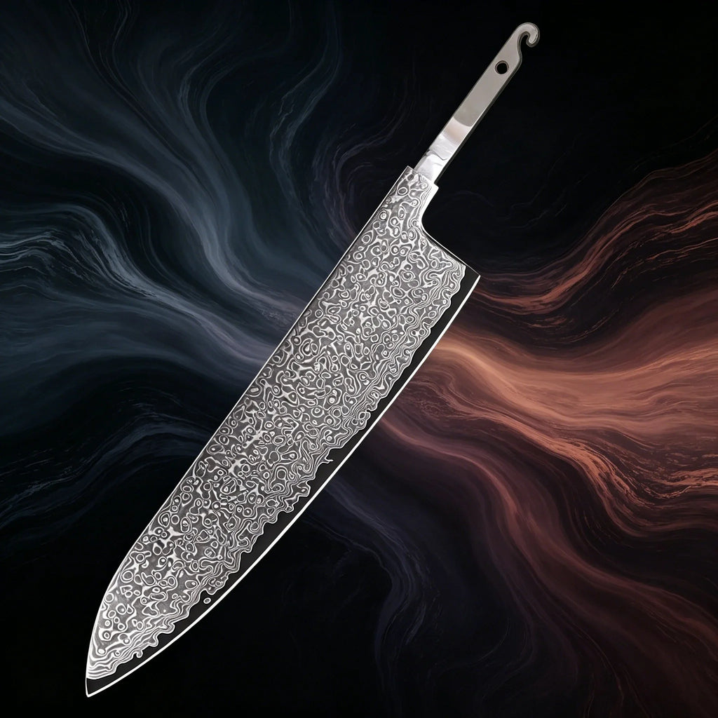 Hand Forged Damascus Steel Cleaver Blade – DIY No Handle