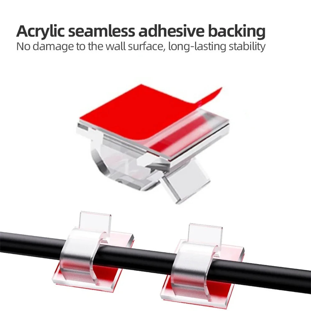 50PCS Adhesive Cable Clips | Wire Management Cord Organizer