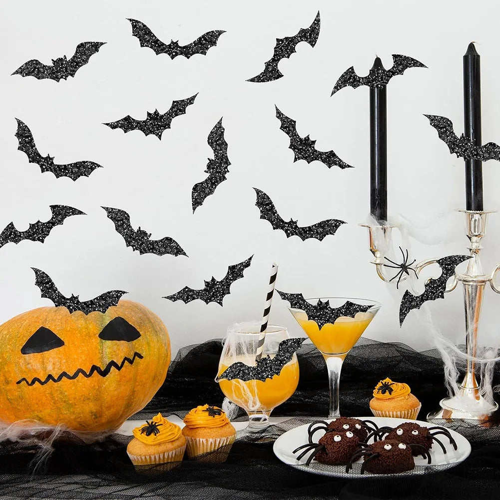 500pcs Halloween Bat Stickers Roll – Glitter Waterproof Decals