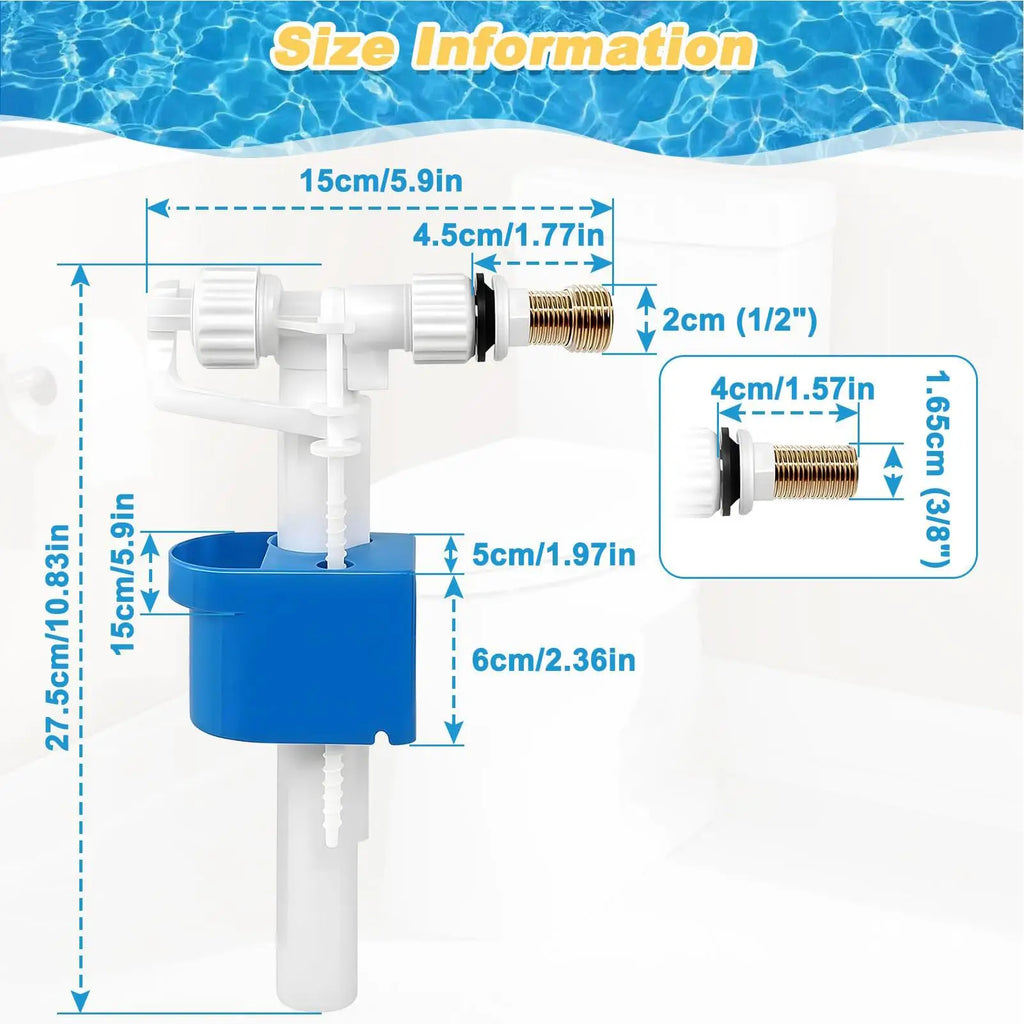 Toilet Fill Valve Replacement Kit – Brass Float Valve for Tank