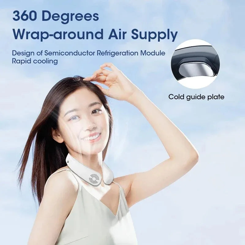 Bladeless Neck Fan 4000mAh USB Rechargeable 3-Speed Hands-Free