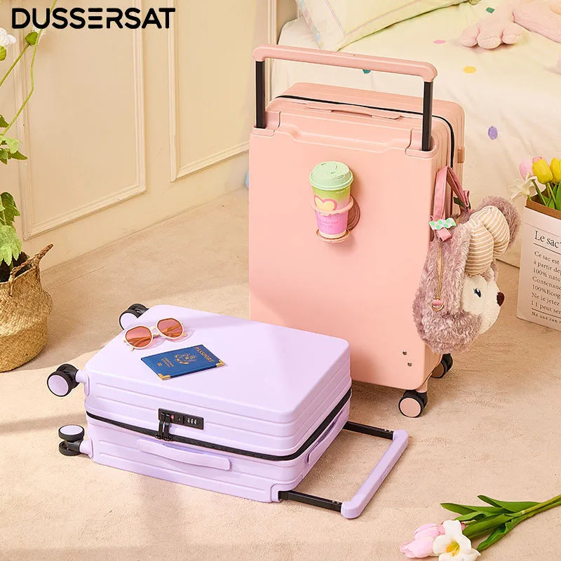 Wide Handle Spinner Suitcase | Carry-On Luggage 20 24 26 Inch