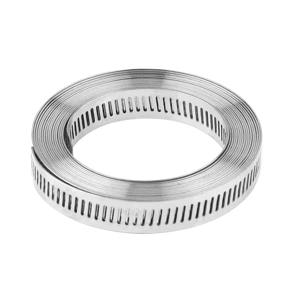9.8ft Adjustable Worm Gear Hose Clamp 304 Stainless Steel + 6 Fasteners