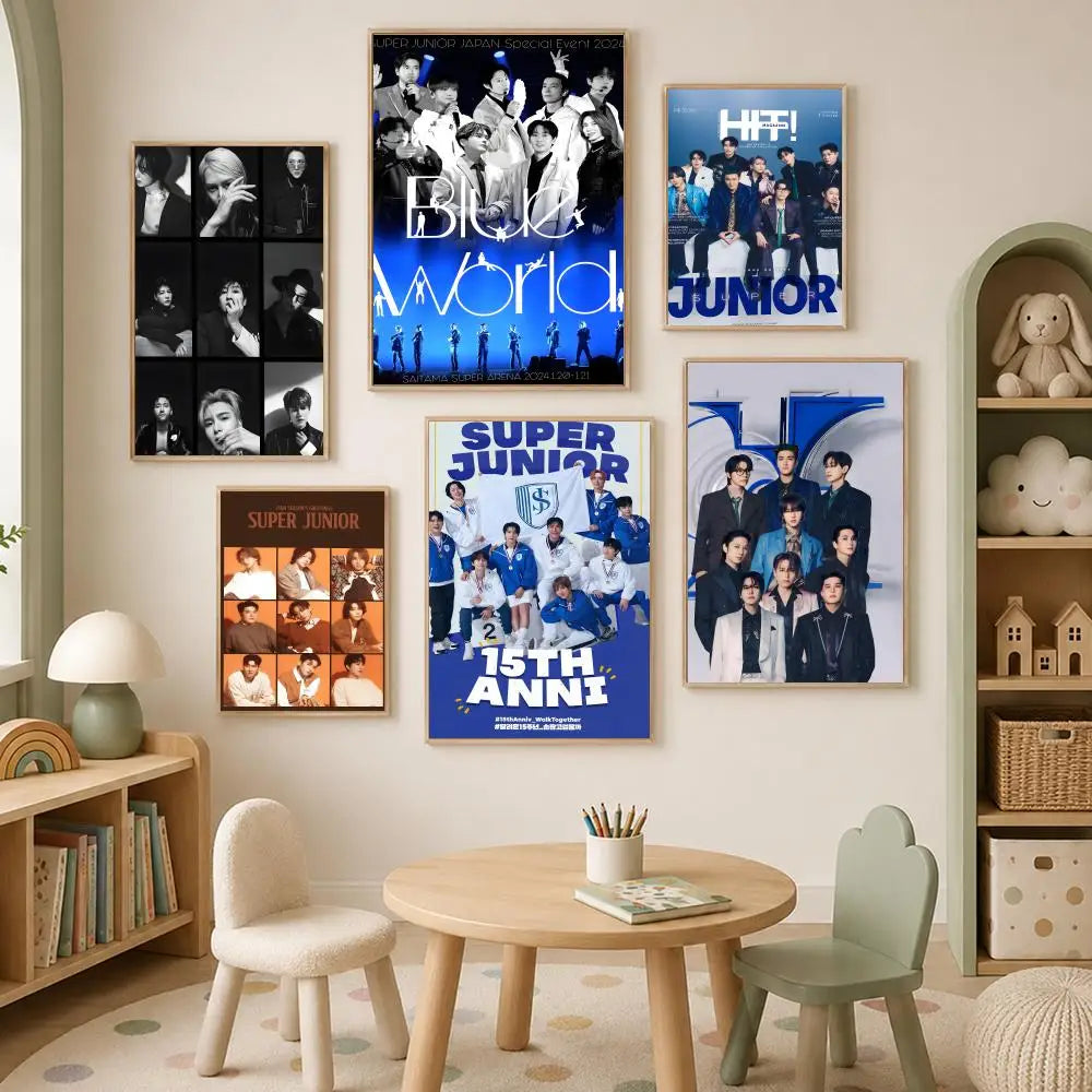 Super Junior HD Self-Stick Wall Poster – Waterproof K-Pop Decor