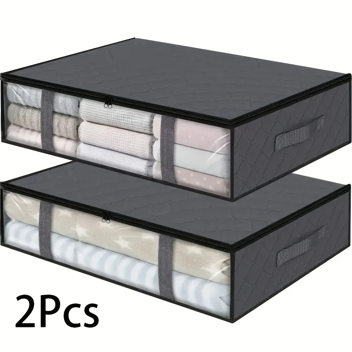 Large Under Bed Storage Bags Non-woven Clothes Organizer Clear Window