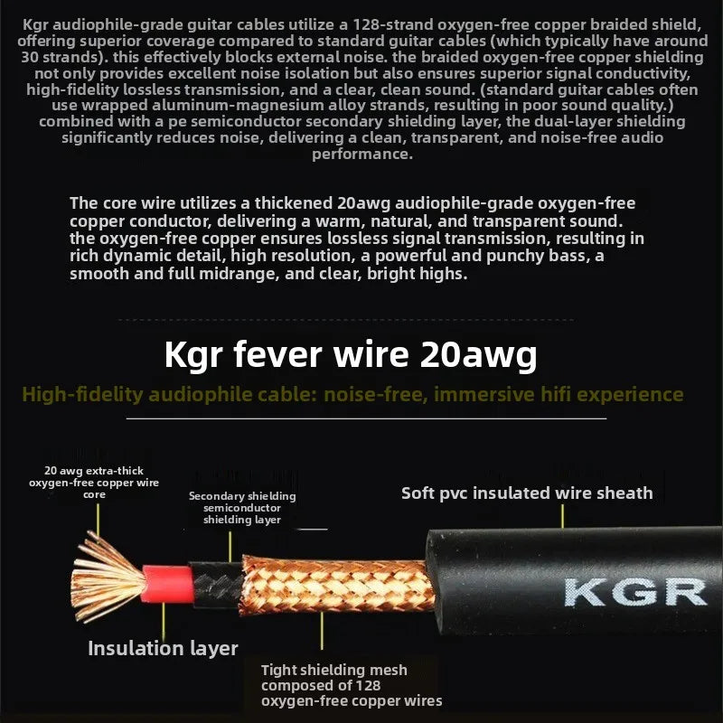 6 10meters KGR Guitar Cable Fever Guitarwire Springwire Telephonewire