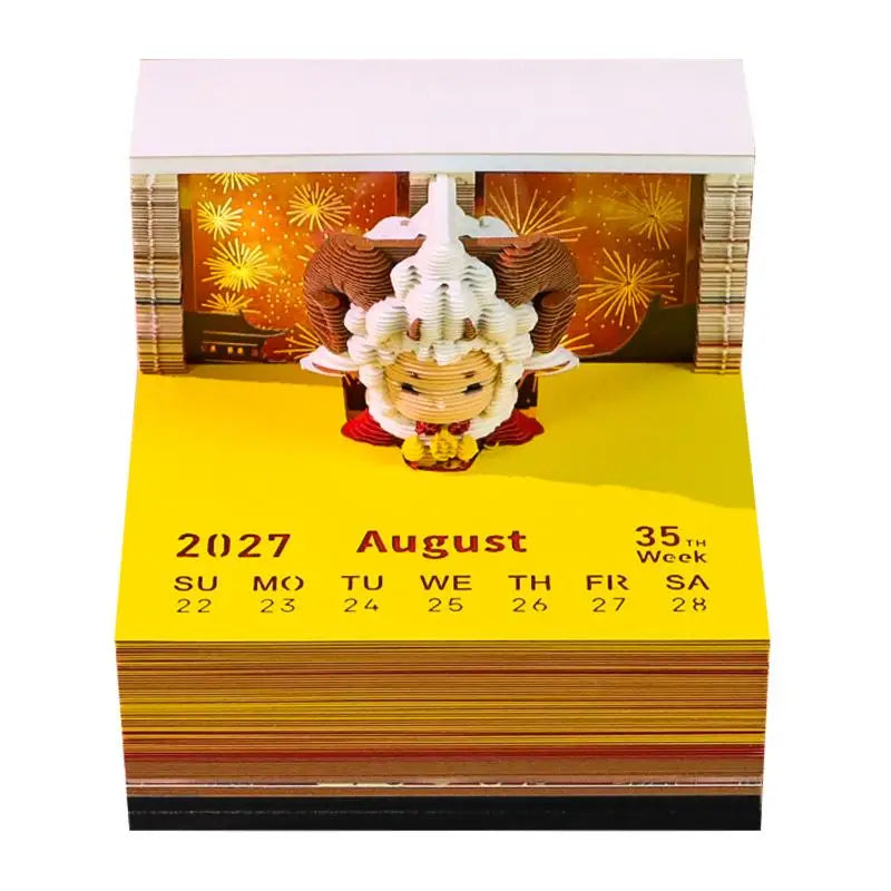 2027 LED Desk Calendar 3D Tear-Away Paper Art | Gift & Decor