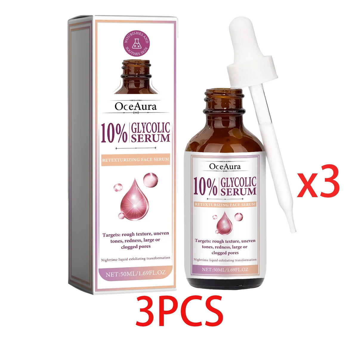 OceAura Glycolic Acid 10% Face Serum – Toning & Firming