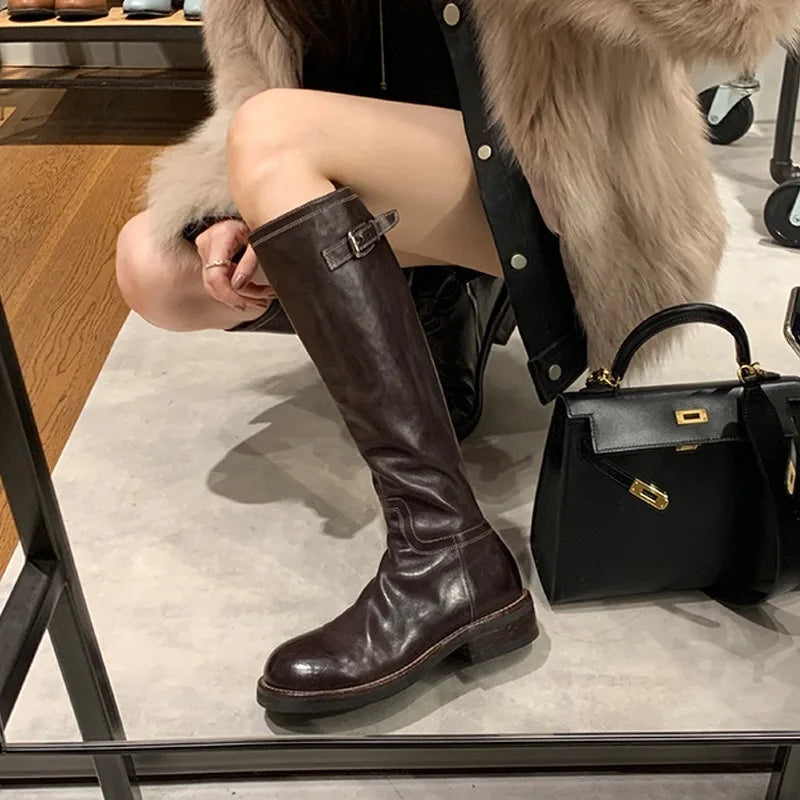 Women's Retro Wedge Ankle Boots – Non-Slip Zip-Up Knight Boot