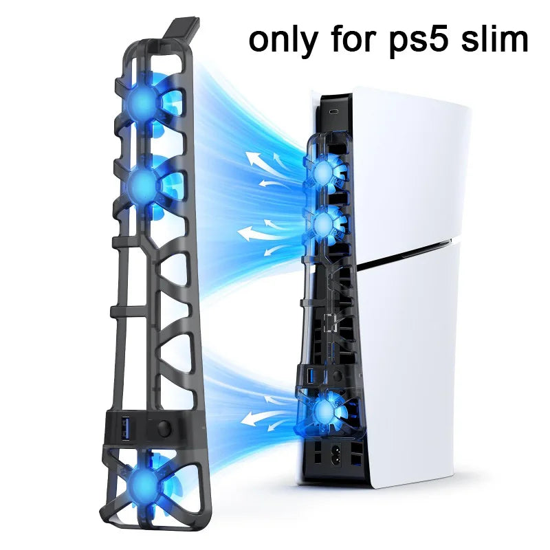 PS5 Slim Cooling Fan – 3-Fan USB Cooler, 3-Speed Adjustable