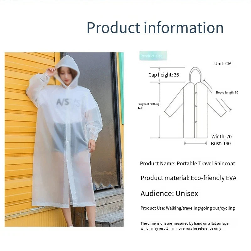 Reusable Waterproof Adult Raincoat – One-Piece EVA Poncho