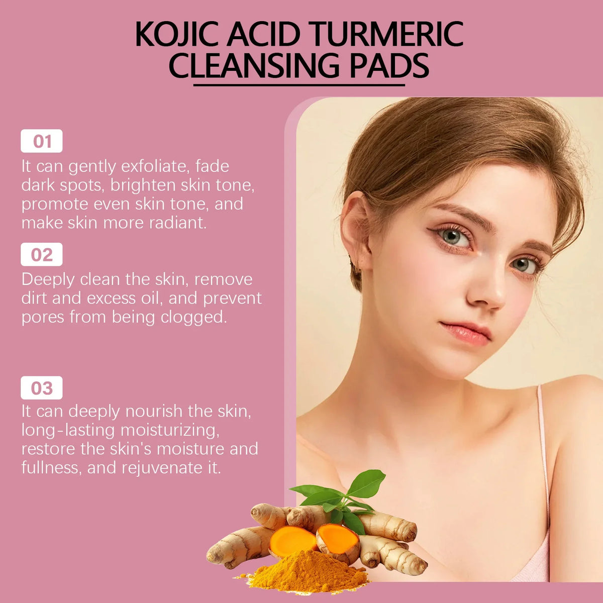 Turmeric & Kojic Acid Facial Cleansing Pads 40 Pcs
