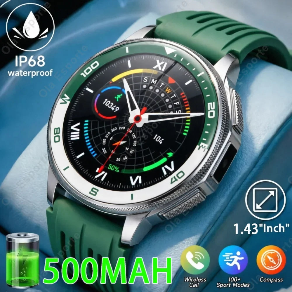 Smartwatch Military Men Flashlight Health Monitor Waterproof Heart