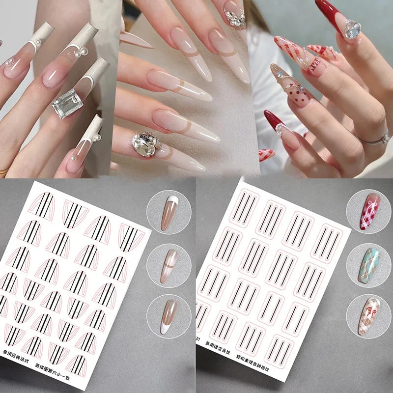 French Manicure Guide Stickers – DIY Nail Art Stencil Sheet