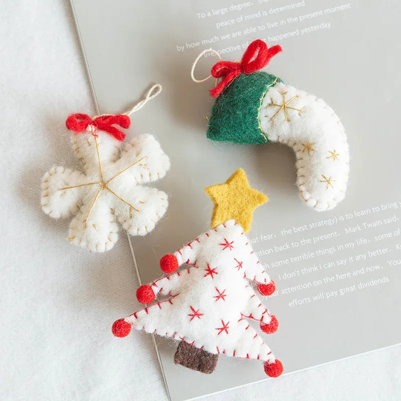 Wool Felt Christmas Ornaments – Snowmen, Tree & Wreath Décor