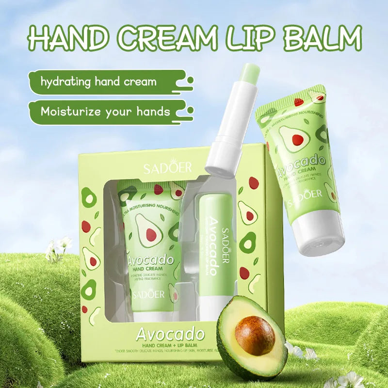 SADOER Avocado Hand Cream & Lip Balm Set – Moisturizing 2-Pc