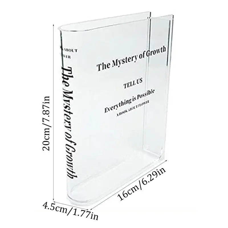 Clear Book Vase Aesthetic Acrylic Unique Flower Cute Bookshelf Decor