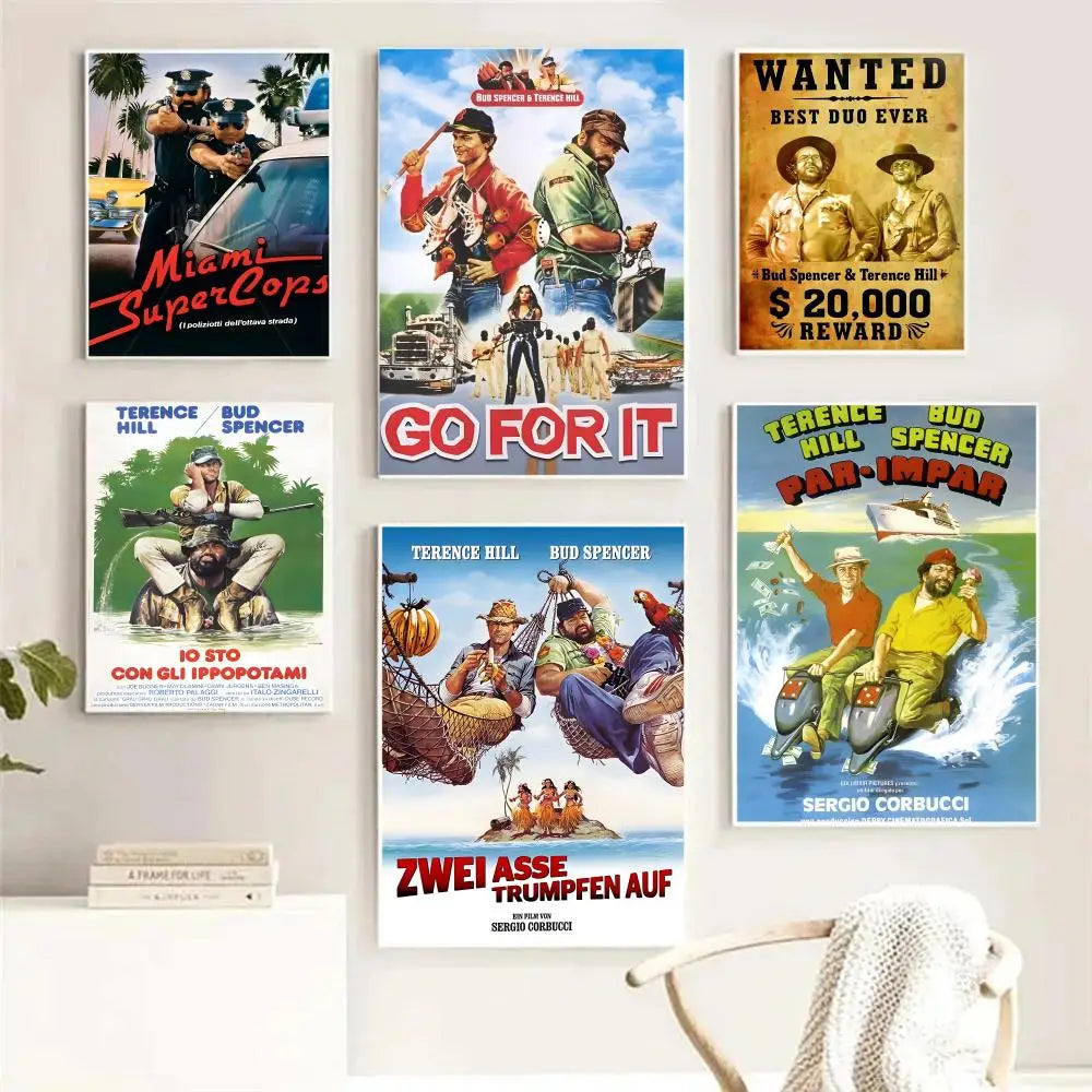 Terence Hill & Bud Spencer HD Wall Poster | Self-Adhesive PVC Art