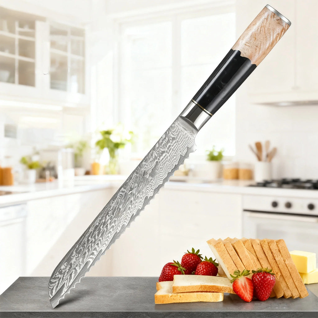 67-Layer Damascus Steel Bread & Cake Slicing Knife