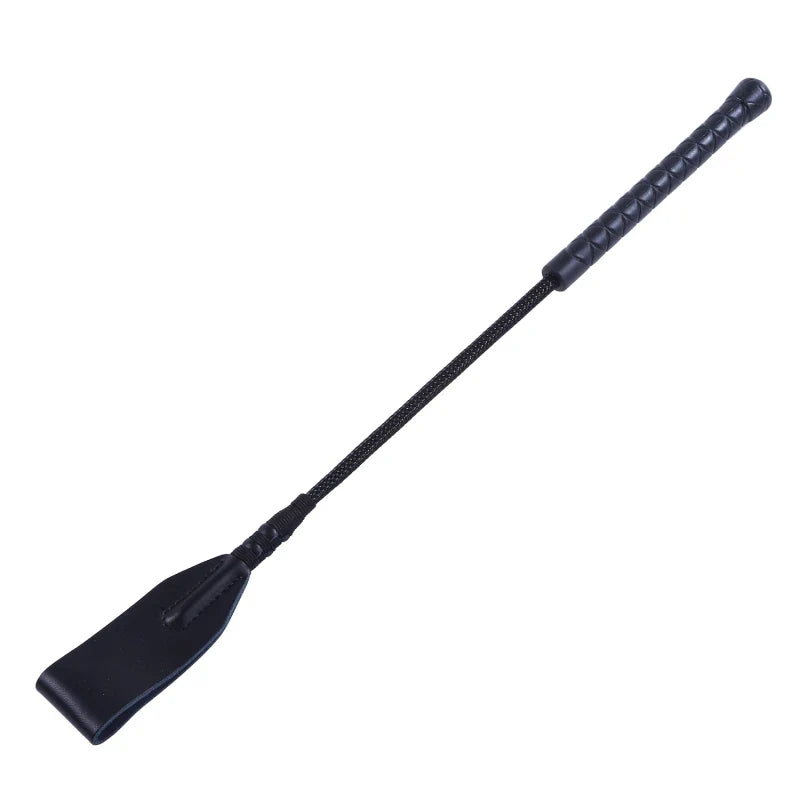 Black Faux Leather Horse Whip Handmade Braided Riding Crop Equestrian