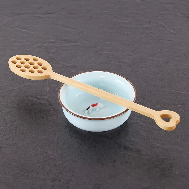 Wooden Honey Dipper Spoon – Eco-Friendly Heart Pattern