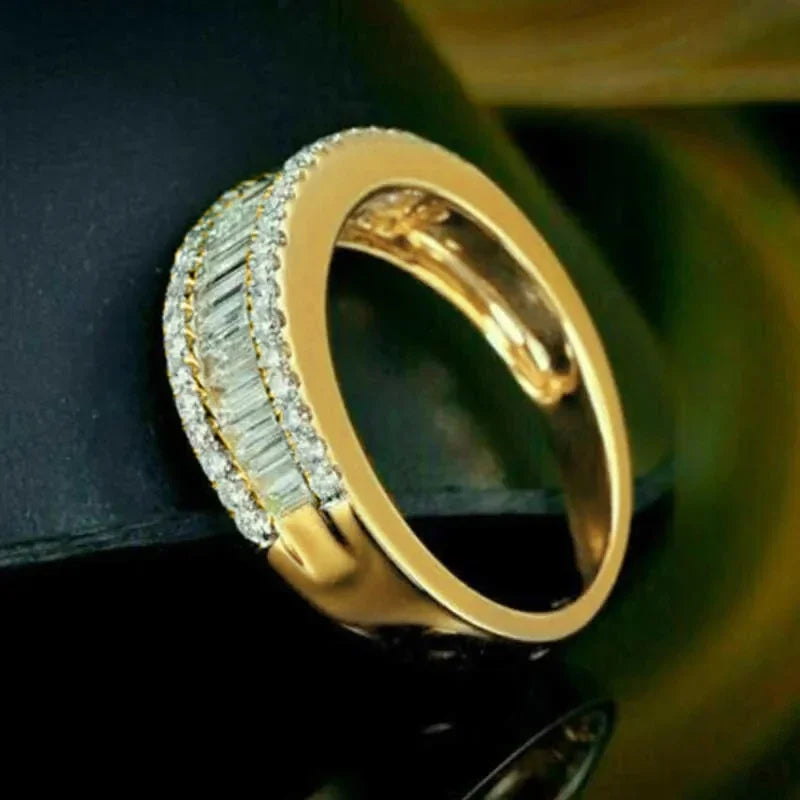 Huitan Gold CZ Women's Pavé Engagement Ring | Cubic Zirconia