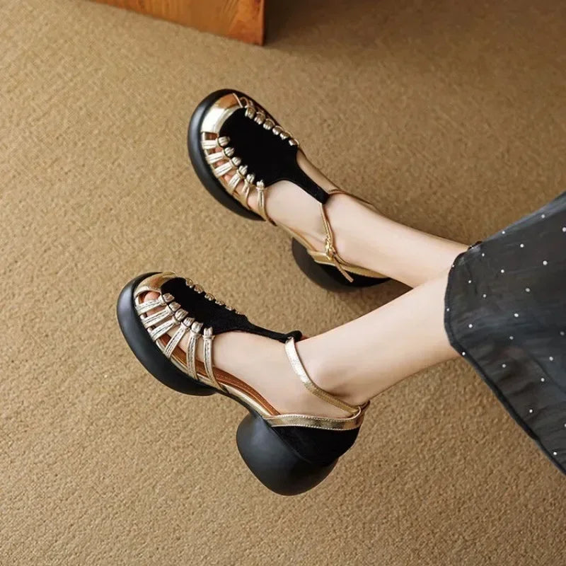 Women's Buckle Square Heel Sandals – Fashion Roman Summer Shoes